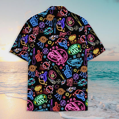 Neon Sports Hawaiian Shirt Game Day Shirt, Football Baseball Neon Shirt Button Up