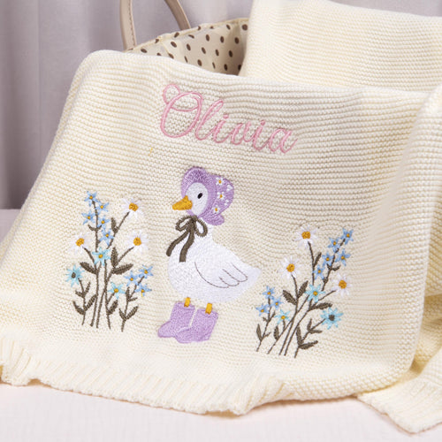 Personalized Embroidery Wildflower Baby Blanket