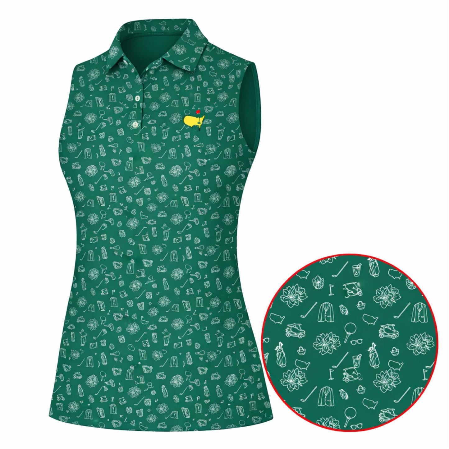 Golf Polo Shirt Masters Inspired, Augusta Green Pattern Polo Outfit Shirt