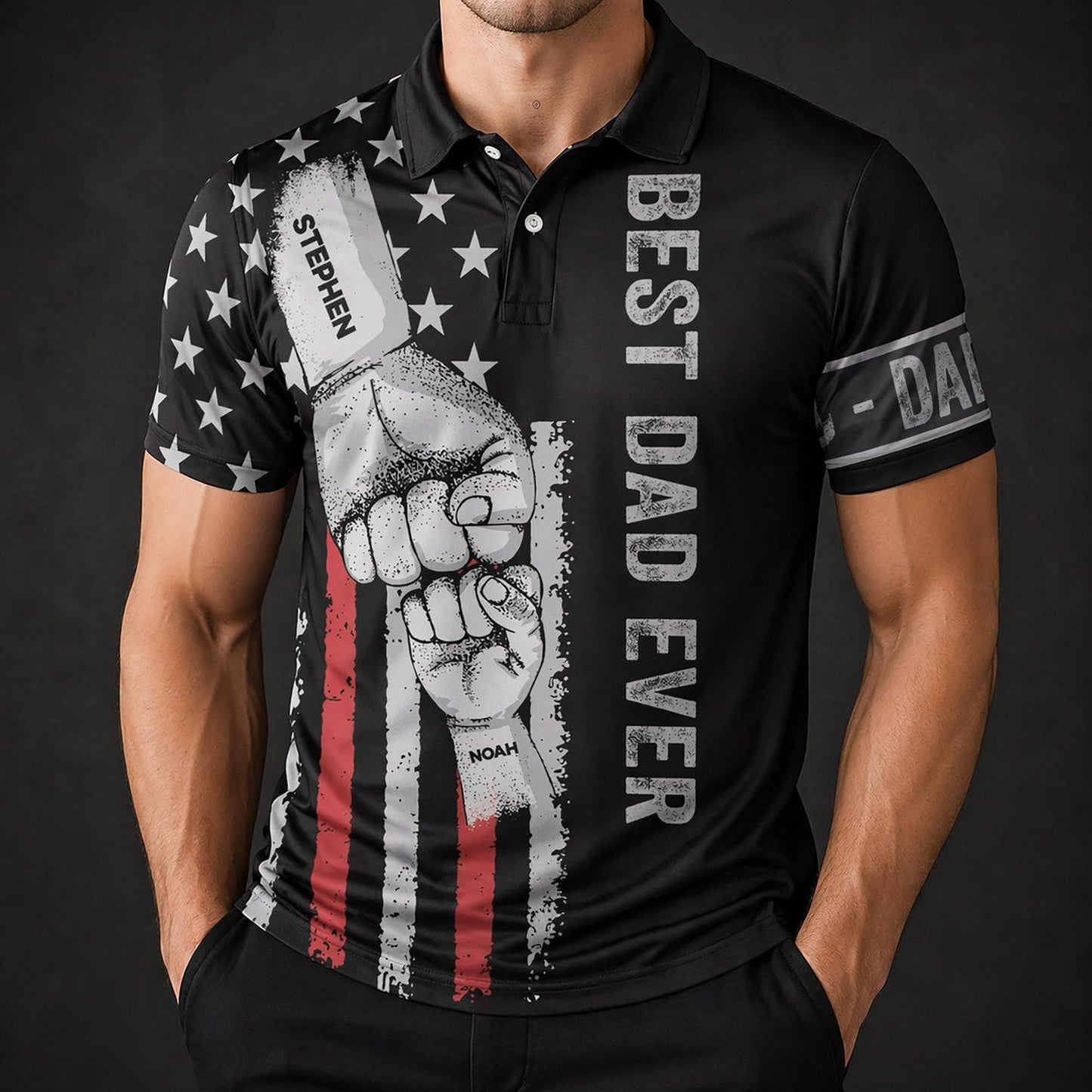 Best Dad Ever Personalized Polo Shirt, Father's Day Gift for Dad