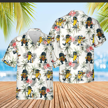 Baseball Hawaiian Shirt Let's Go Bananas Cotton Shirt