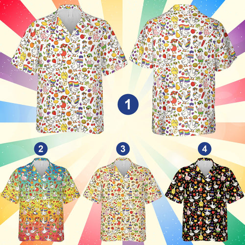 Rainbow Goose Hawaiian Shirt, LGBTQ Pride Shirt, Funny Goose Aloha Shirt