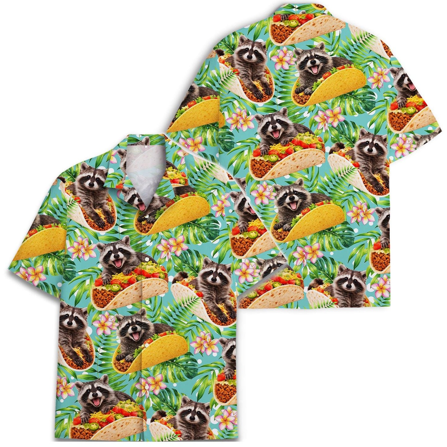 Raccoon Taco Hawaiian Shirt, Funny Fiesta Vacation Button Down