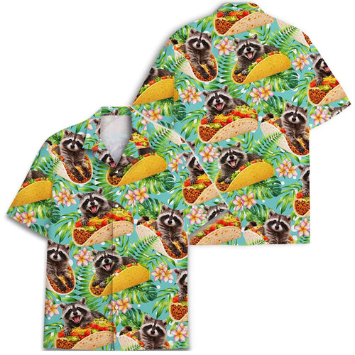 Raccoon Taco Hawaiian Shirt, Funny Fiesta Vacation Button Down