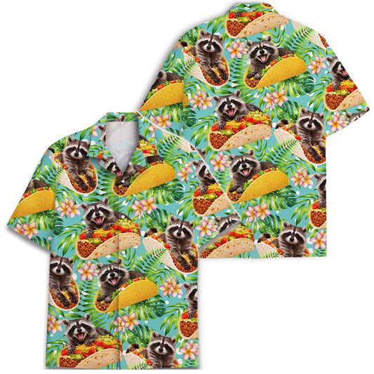 Raccoon Taco Hawaiian Shirt, Funny Fiesta Vacation Button Down