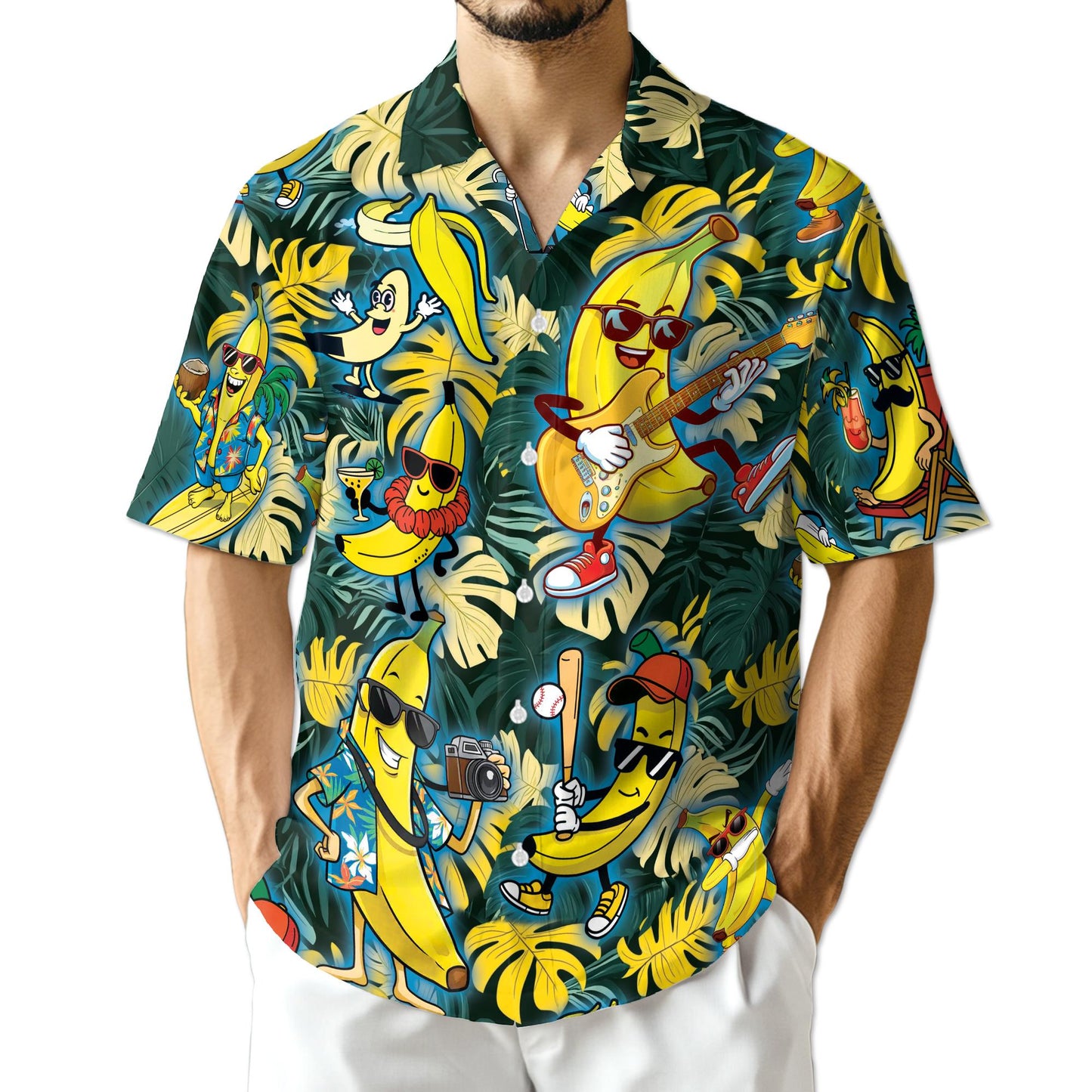 Aloha Banana Guitar Hawaiian Shirt