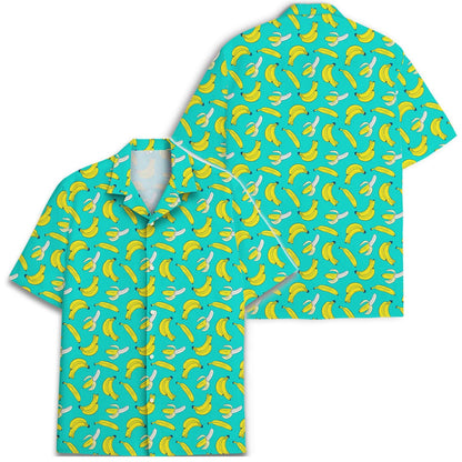 Banana Hawaiian Shirt, Tropical Print Button Down