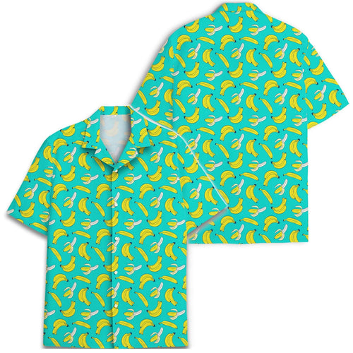 Banana Hawaiian Shirt, Tropical Print Button Down