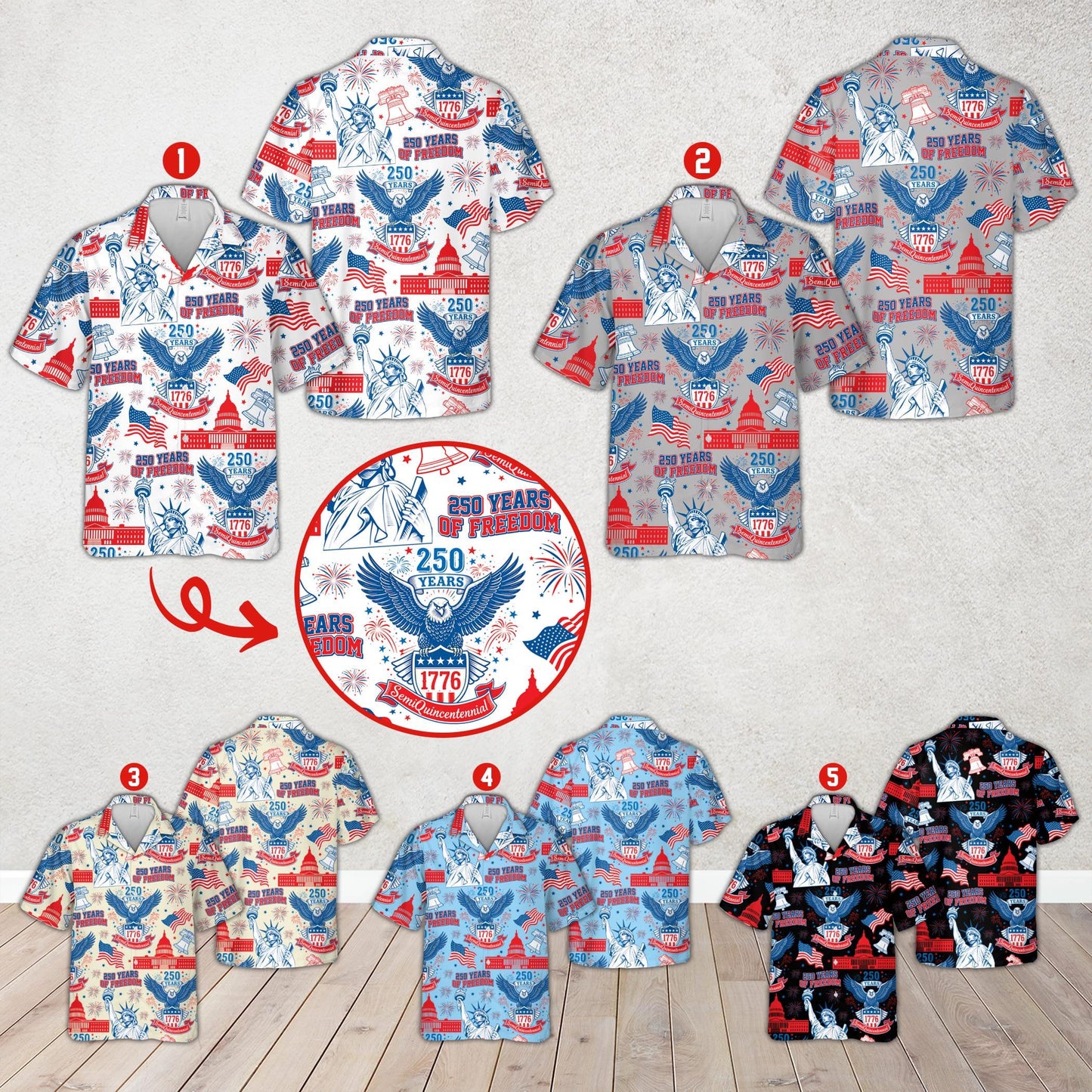 250 Years of Freedom 1776–2026 Hawaiian Shir