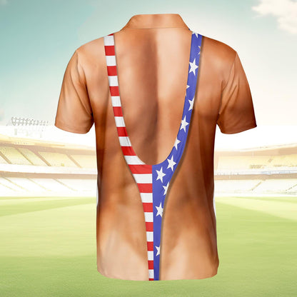 American Flag Polo Shirt for Men Patriotic 4th of July Golf Polo