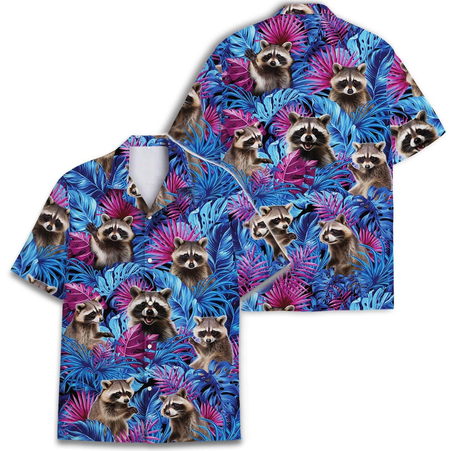 Raccoon Hawaiian Shirt - Tropical Mens Button Down