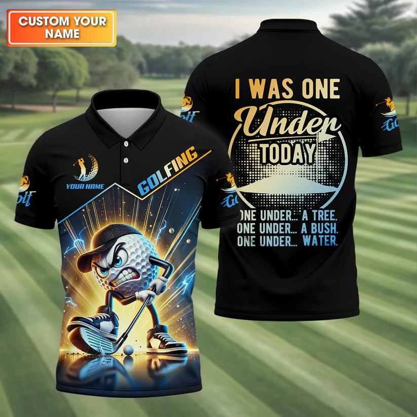 I Was One Under Today Custom Men's Golf Polo Shirt