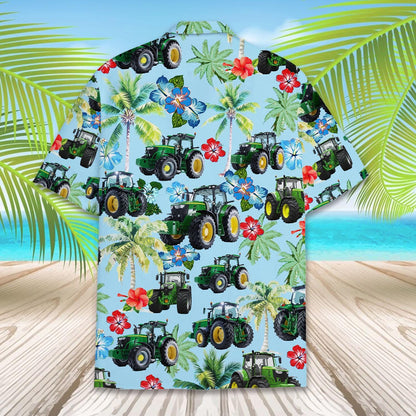 Farm Tractor Hawaiian Shirt for Men Women Youth, Tropical Farmer Aloha Shirt