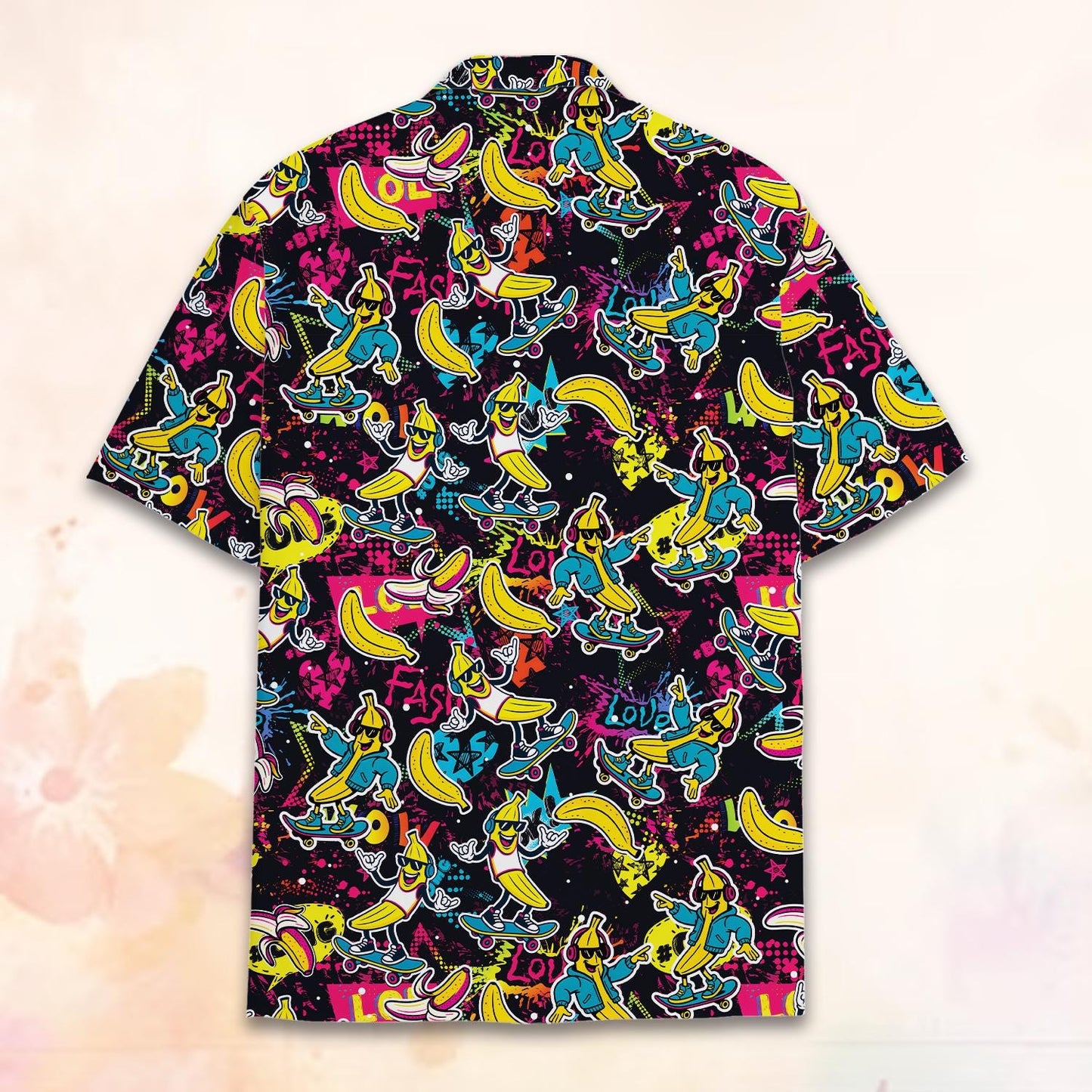 Banana Skateboard Hawaiian Shirt for Men Women Youth, Tropical Fruit Summer Aloha Shirt