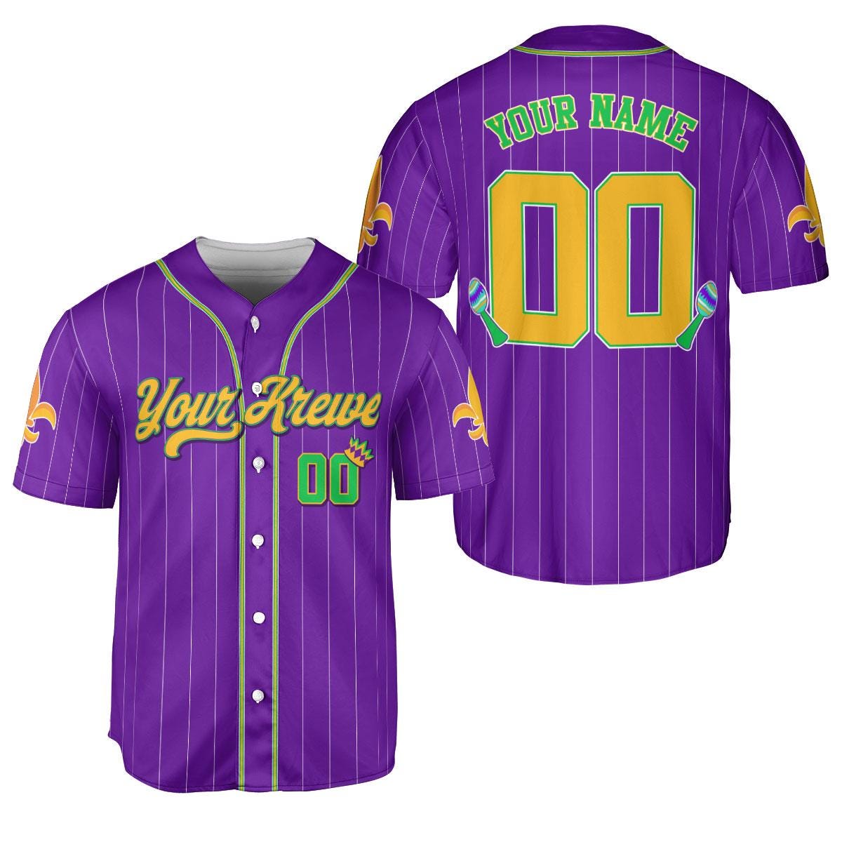 Custom Festival Mardi Gras Baseball Jersey