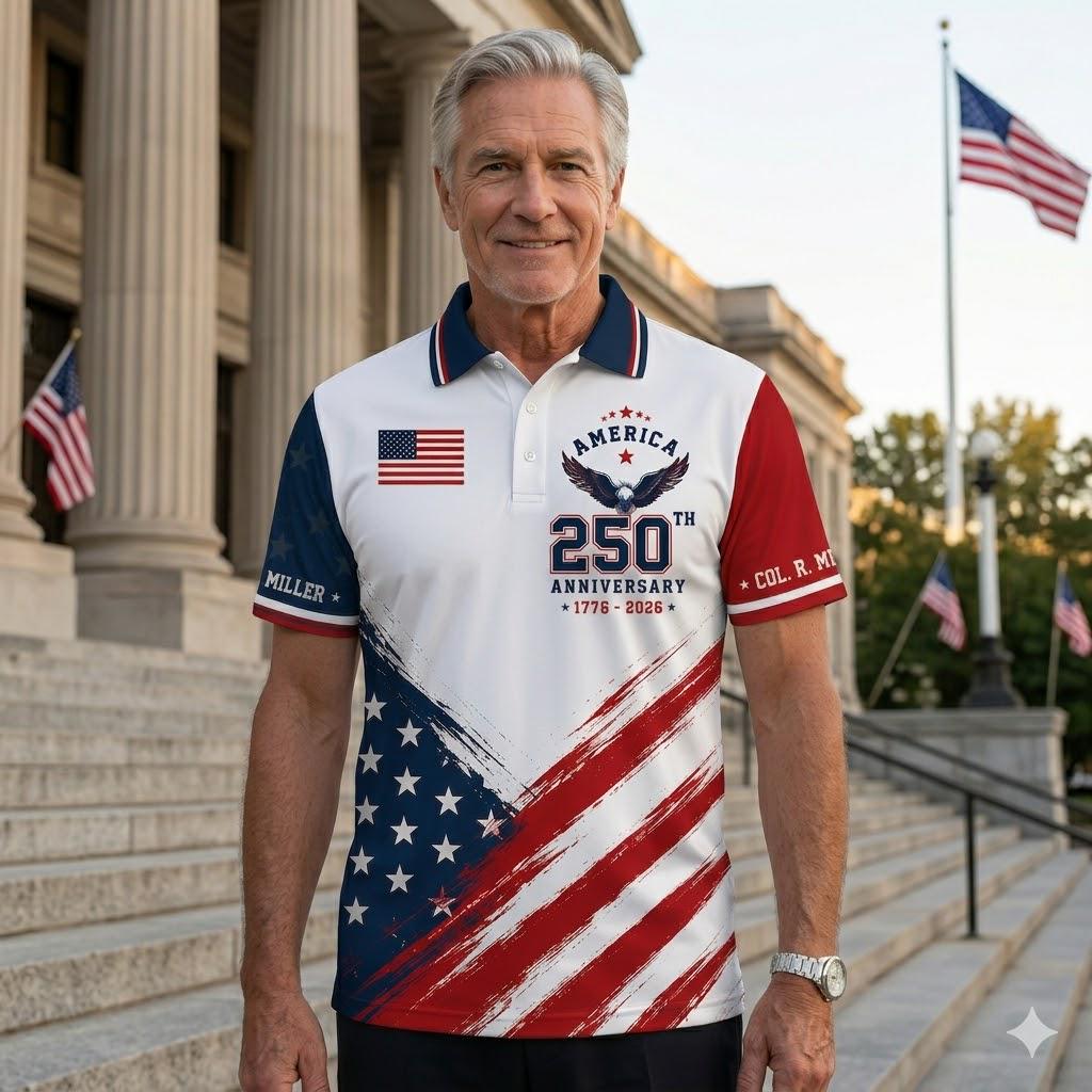 Custom America 250th Anniversary Polo Shirt