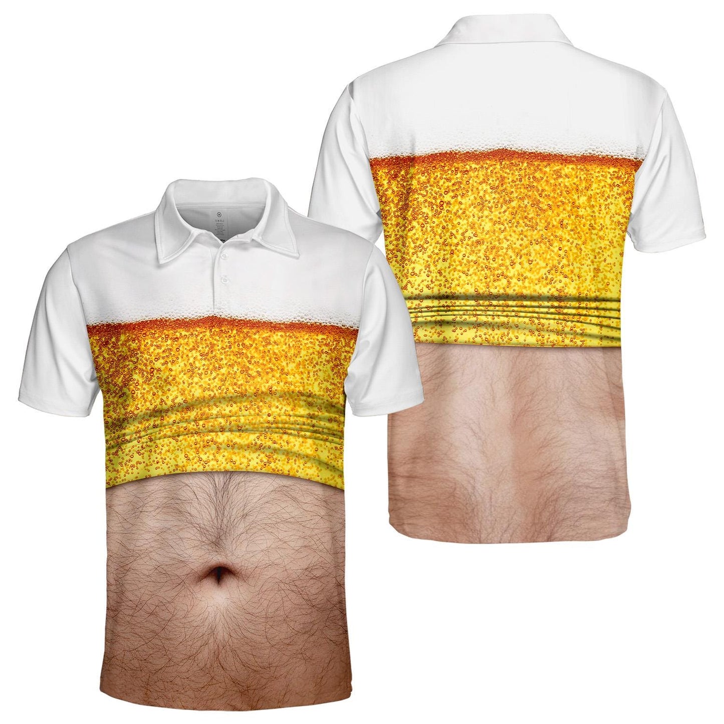 Beer Belly Polo Shirt for Men, Dad Bod Illusion Shirt, Drinking Party Polo, Summer BBQ Joke Shirt