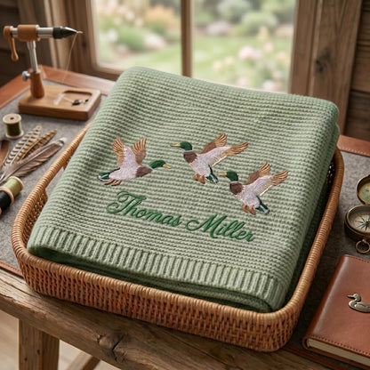 Personalized Mallard Duck Embroidered Baby Blanket