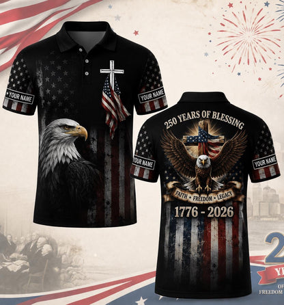 Custom Christian Patriotic Polo Shirt, America 250th Anniversary Polo Shirt