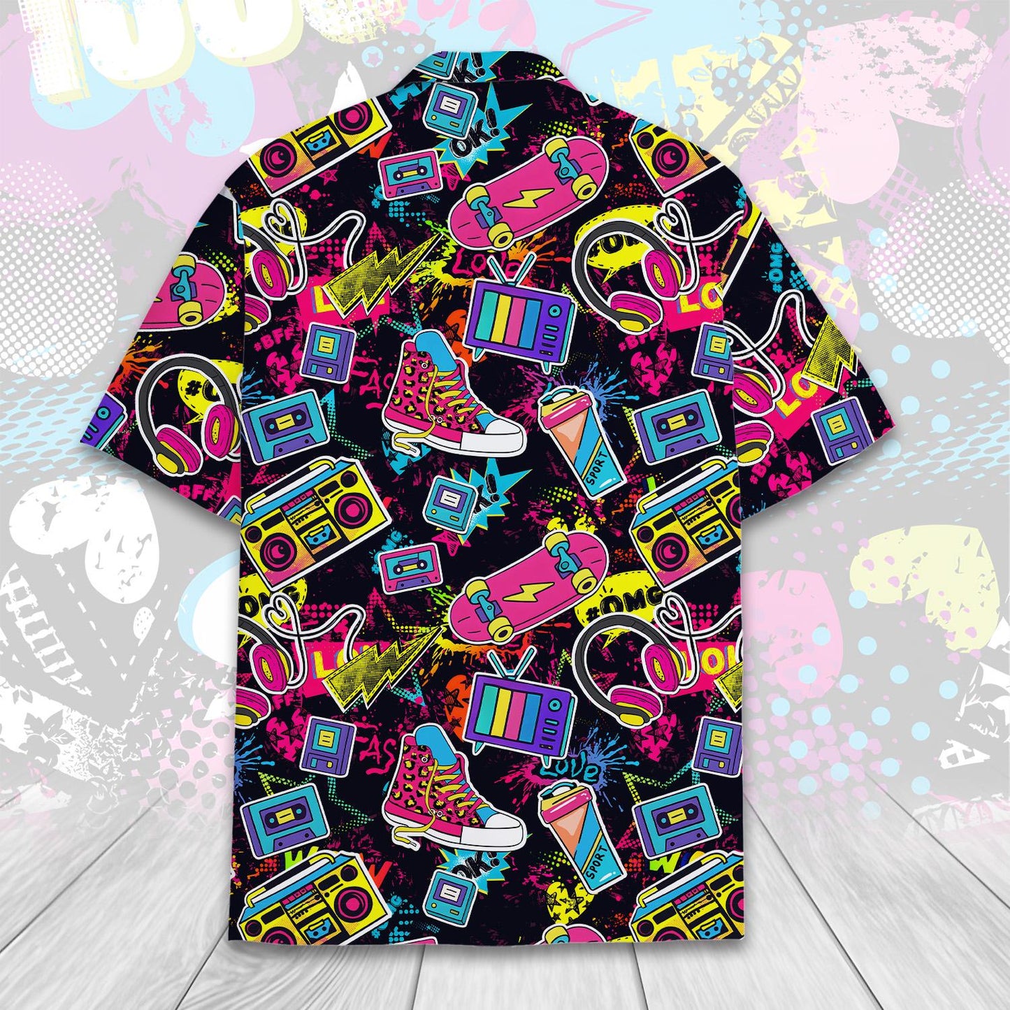 Retro 80s Pop Art Hawaiian Shirt for Men Women Youth