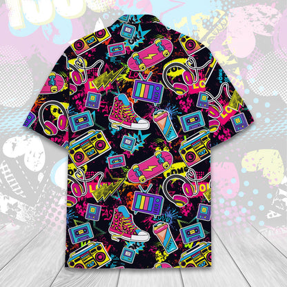 Retro 80s Pop Art Hawaiian Shirt for Men Women Youth