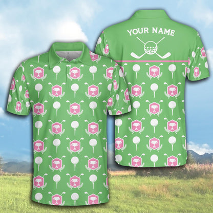 Personalized Name Golf Polo Shirt, Custom Color Argyle Short Sleeve Polo Shirt