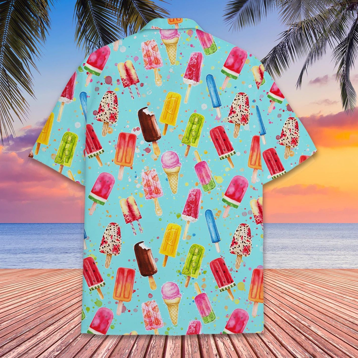 Ice Cream Popsicle Hawaiian Shirt Men Women Youth, Colorful Summer Aloha Shirt with Ice Cream Print