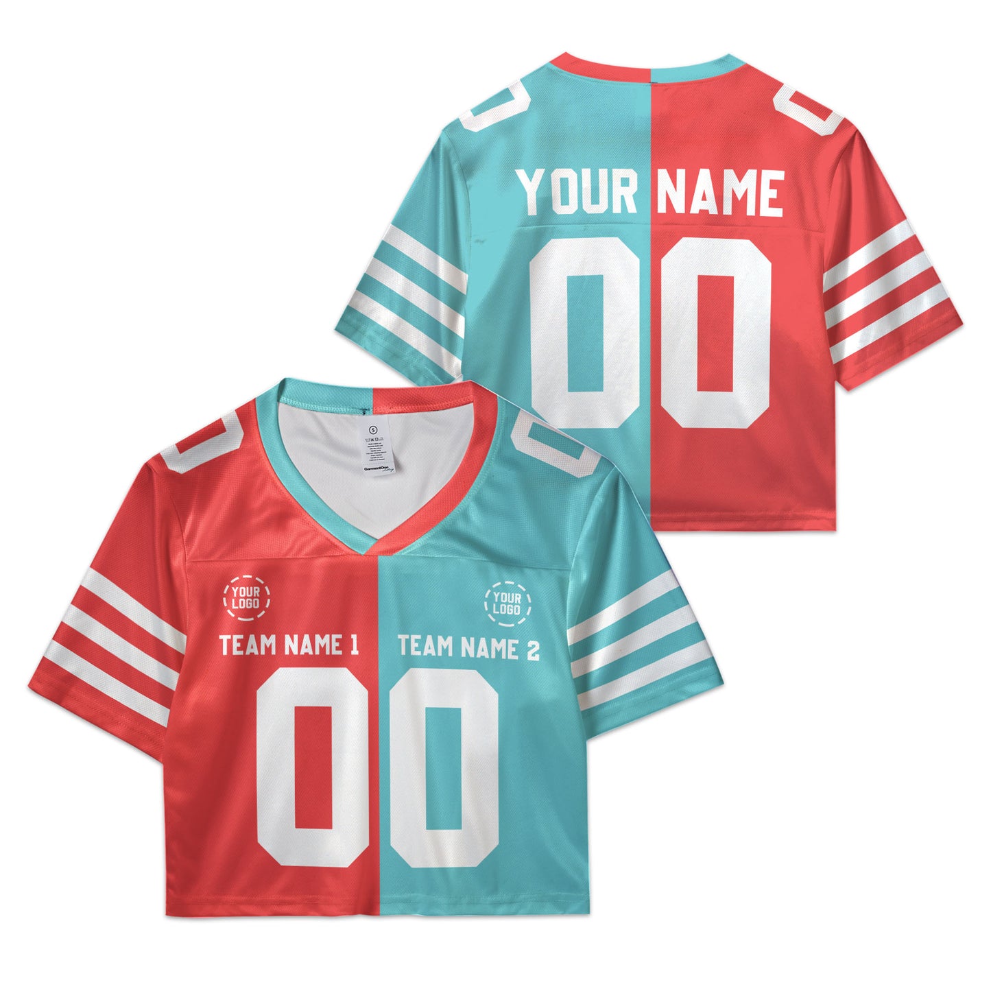 Custom Half and Half Team Crop-top Football Jersey