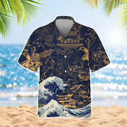 Caseyathletic Japanese Wave Samura Hawaiian Shirt