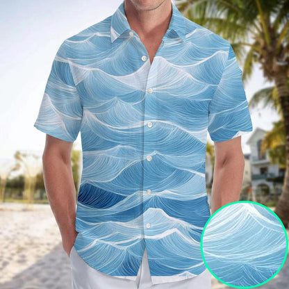 Caseyathletic Blue Ocean Wave Hawaiian Shirt