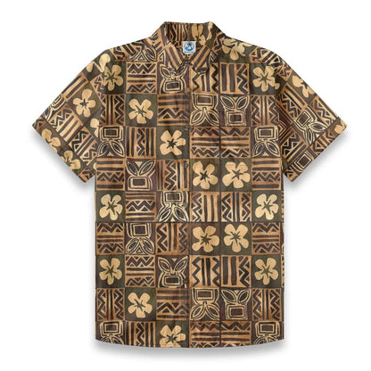 Hawaiian Vintage Pictorial Tiki Floral Totem Retro Printed Shirt