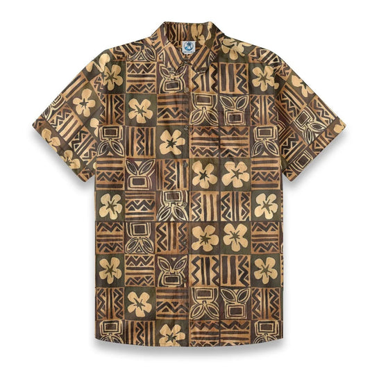 Hawaiian Vintage Pictorial Tiki Floral Totem Retro Printed Shirt