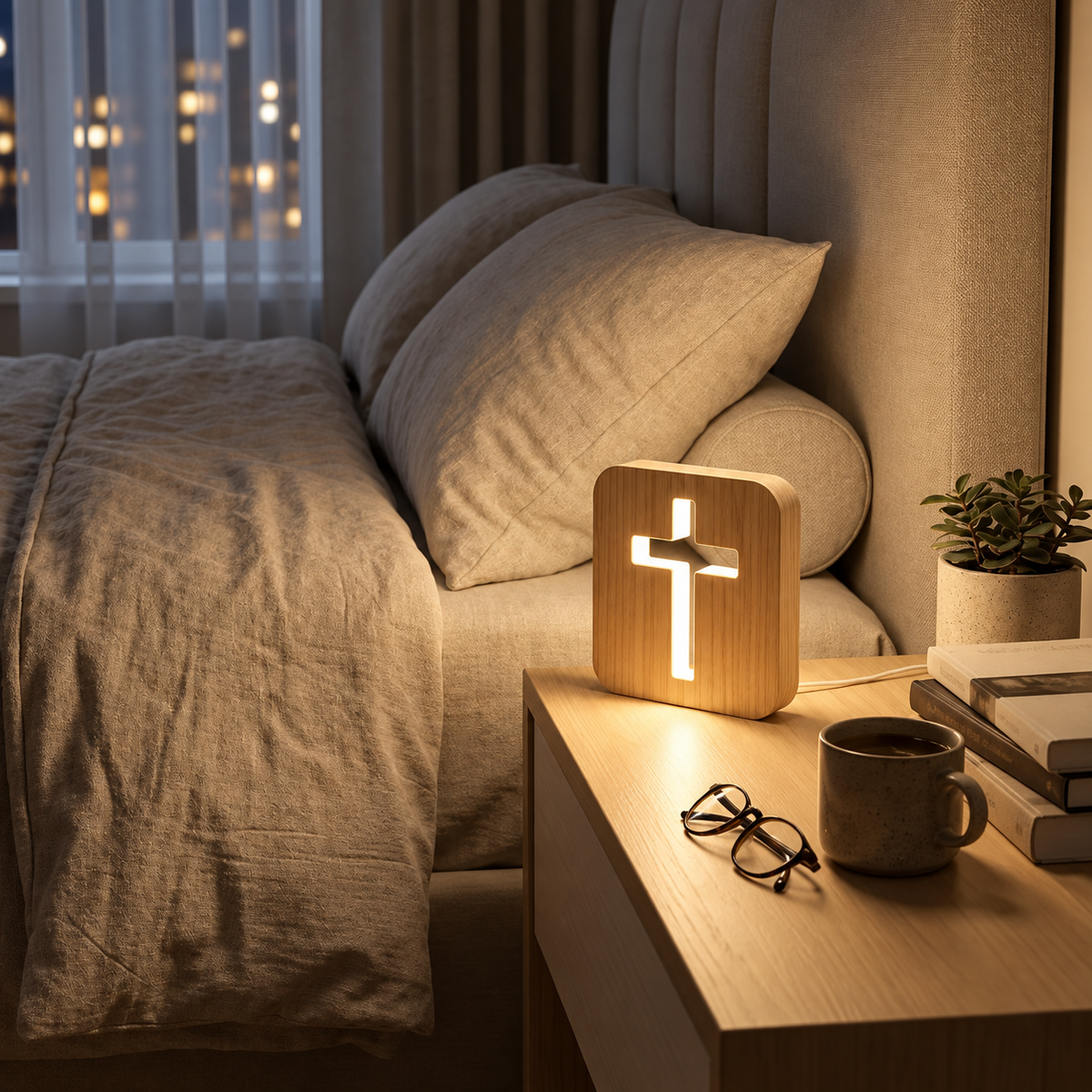 Lumen Wooden Cross Lamp Decor