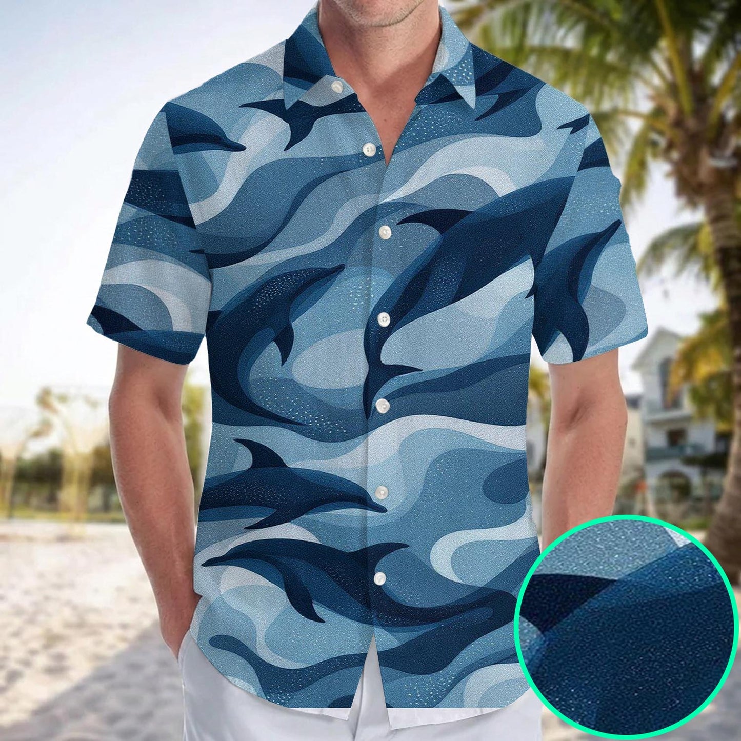 Caseyathletic Blue Dolphin Hawaiian Shirt