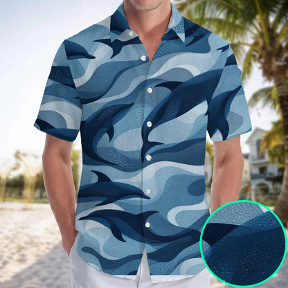 Caseyathletic Blue Dolphin Hawaiian Shirt