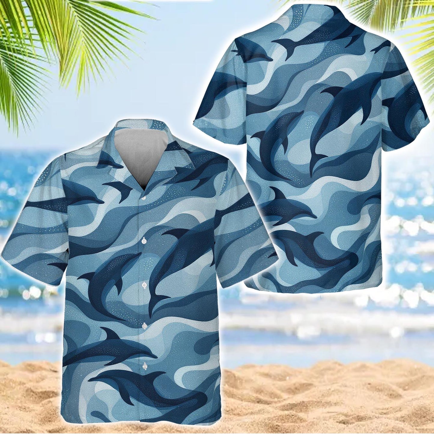 Caseyathletic Blue Dolphin Hawaiian Shirt