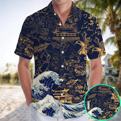Caseyathletic Japanese Wave Samura Hawaiian Shirt