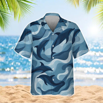 Caseyathletic Blue Dolphin Hawaiian Shirt