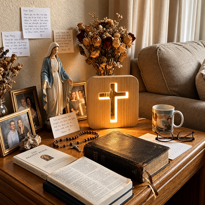 Lumen Wooden Cross Lamp Decor