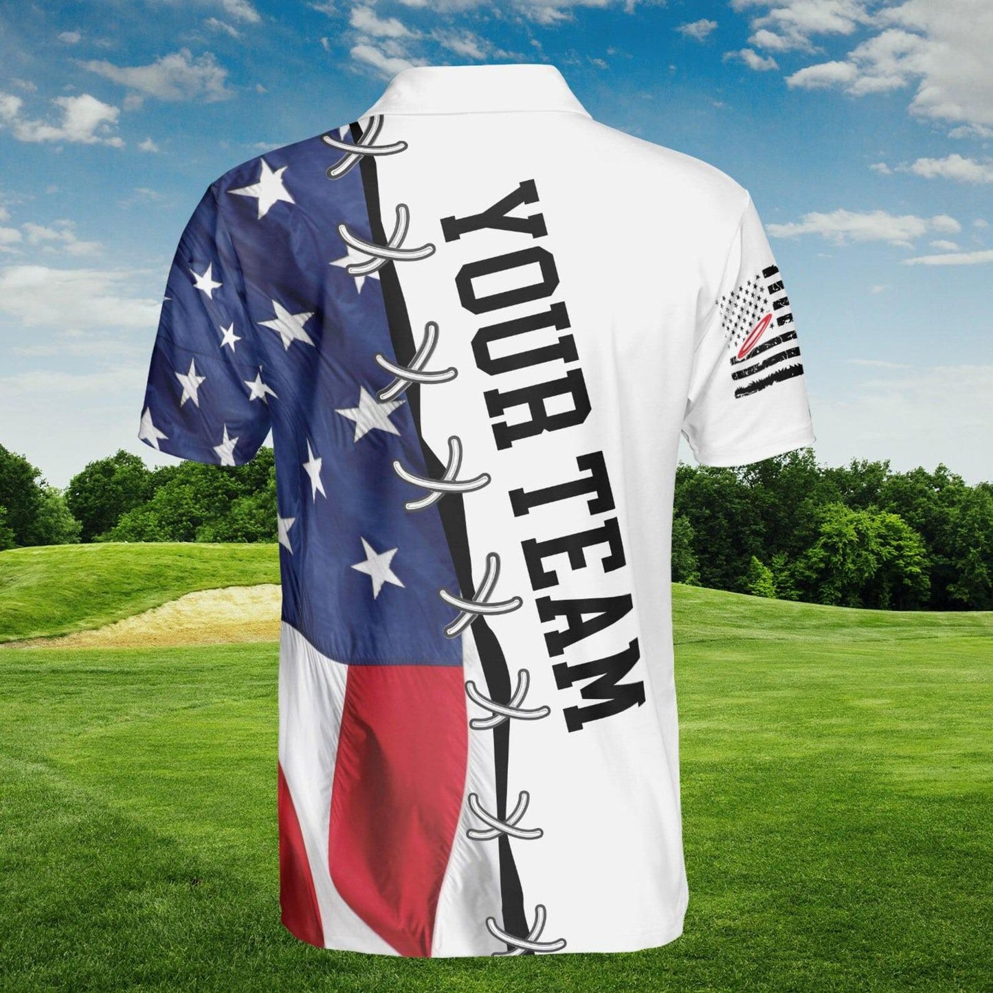 Personalized USA Flag Disc Golf Shirt for Men, American Flag Frisbee Golf Shirt