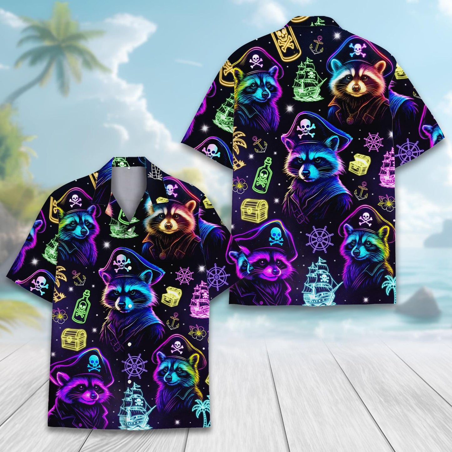 Pirate Raccoon Hawaiian Shirt Men Women Youth Shirt