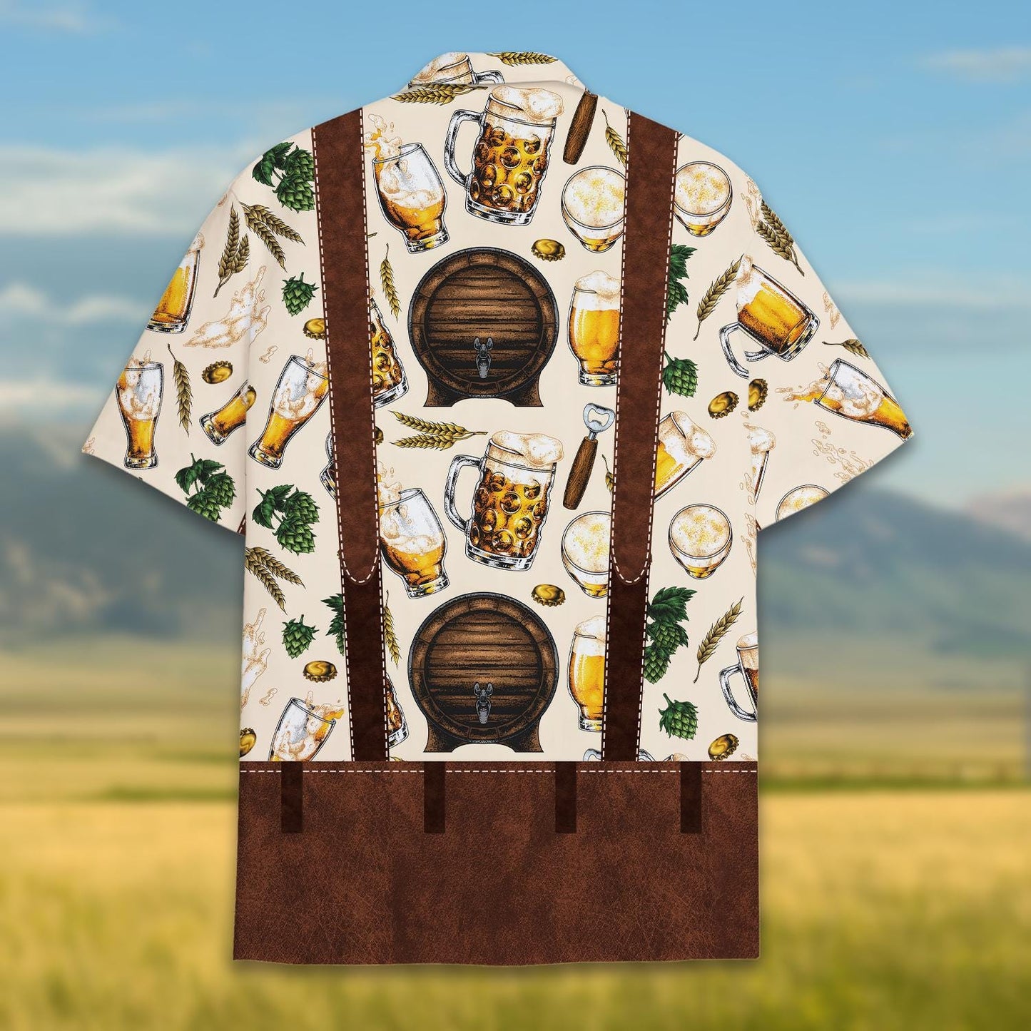 Oktoberfest Beer Hawaiian Shirt for Men Women, Funny Lederhosen Costume Shirt