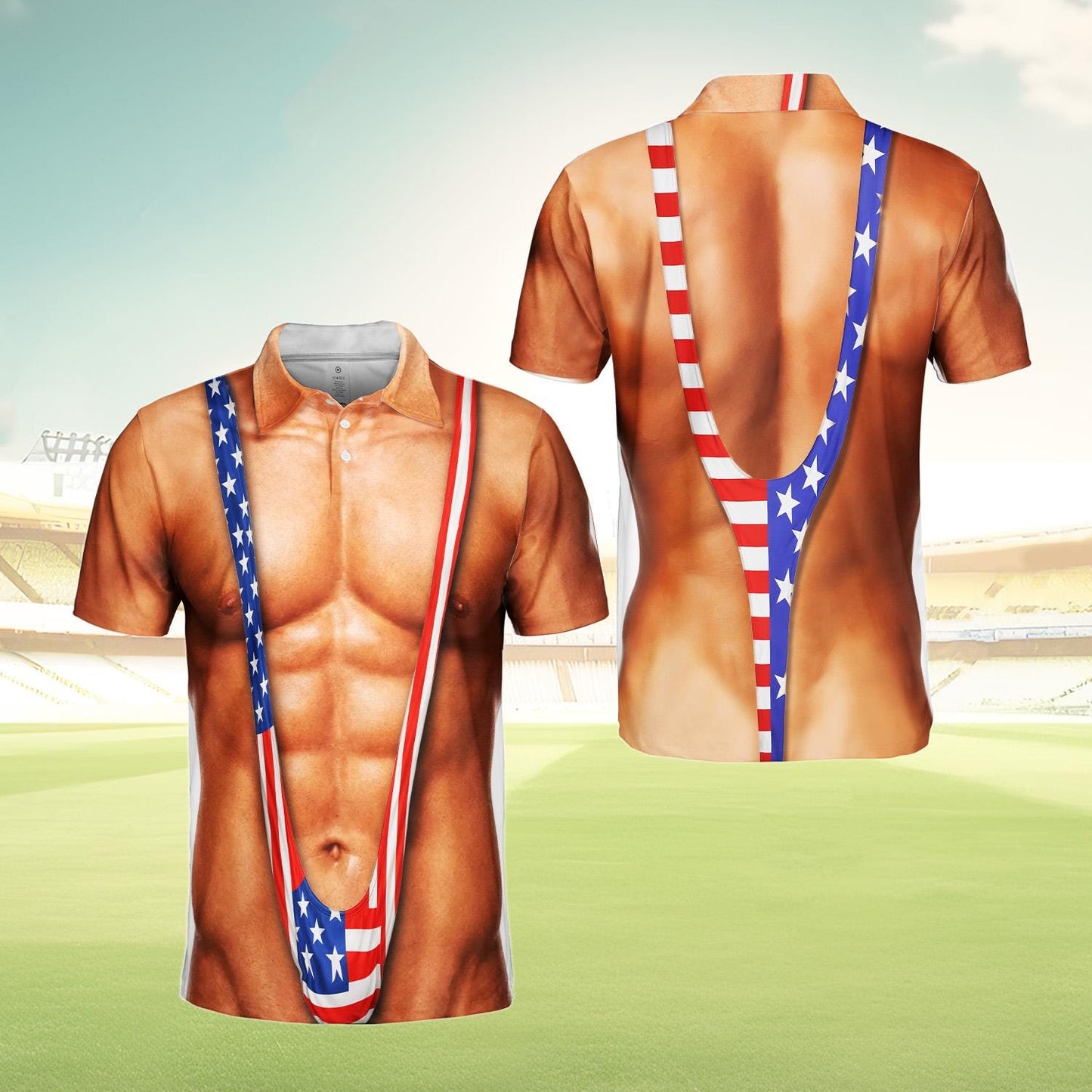 American Flag Polo Shirt for Men Patriotic 4th of July Golf Polo