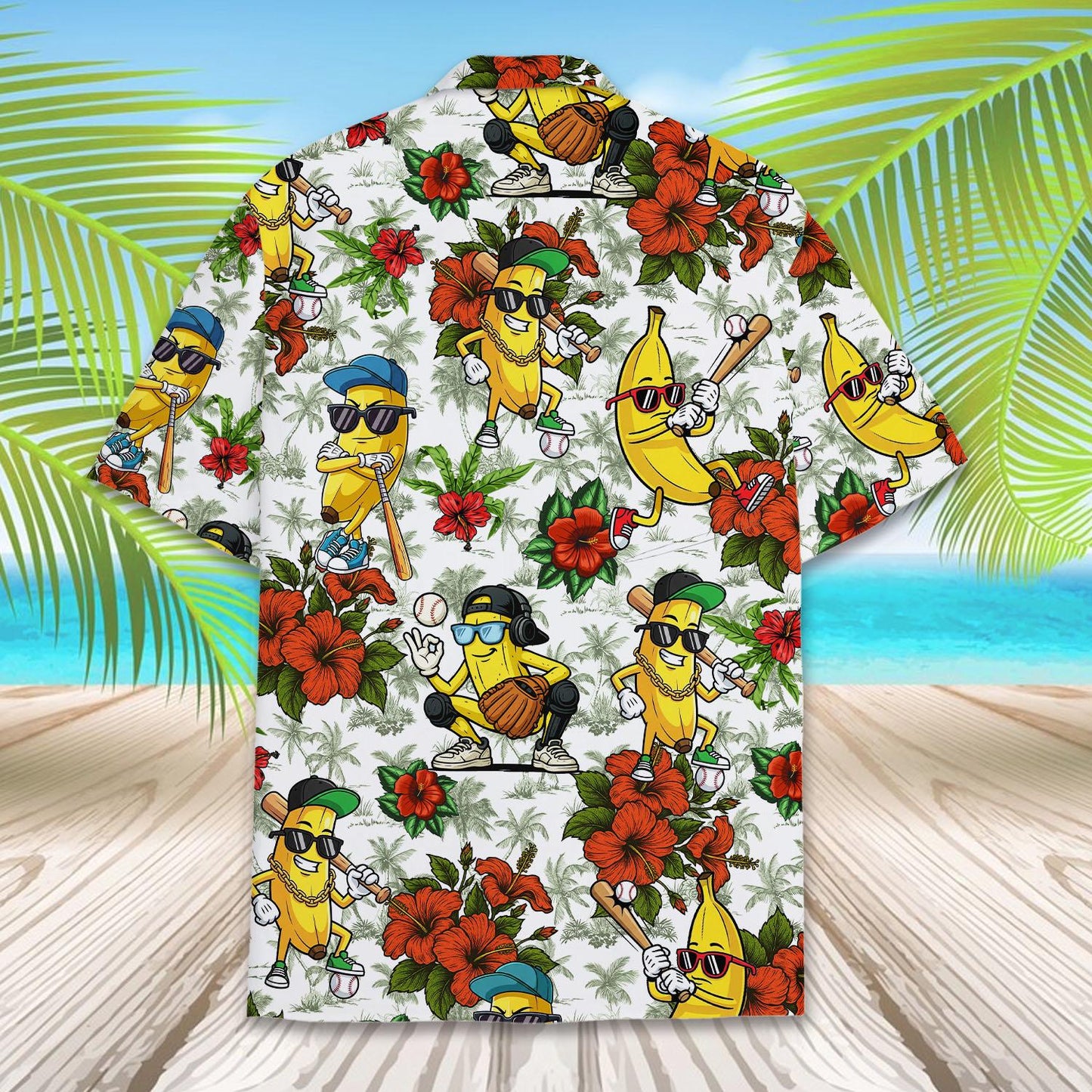 Banana Baseball Hawaiian Shirt Men Women Youth, Funny Tropical Fruit Sports Print