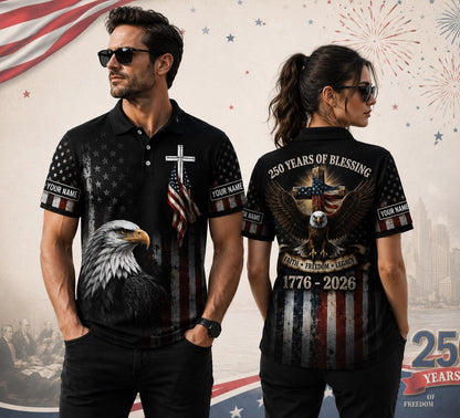 Custom Christian Patriotic Polo Shirt, America 250th Anniversary Polo Shirt