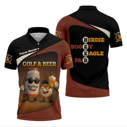 Funny Golf Polo Shirt, Golf & Beer Best Buddies Design, Custom Name Drinking Team Gift