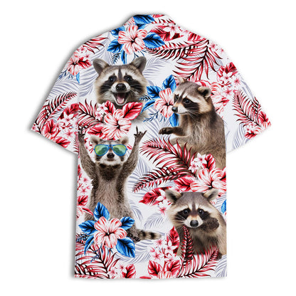 Tropical Aloha Beach Button Down, Summer Raccoon Lover Gift