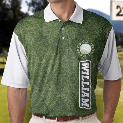 Green Grass Golf Polo Shirt, Custom Golf Shirt for Men Dad, Golf Lover Gift