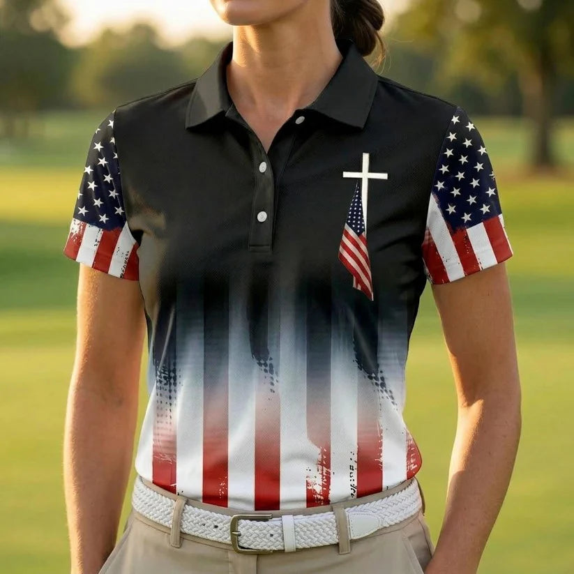 USA Flag Hawaiian Shirt Cross Patriotic American Faith Shirt
