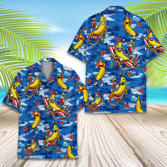 Tropical Banana Button Down Short Sleeve Shirt